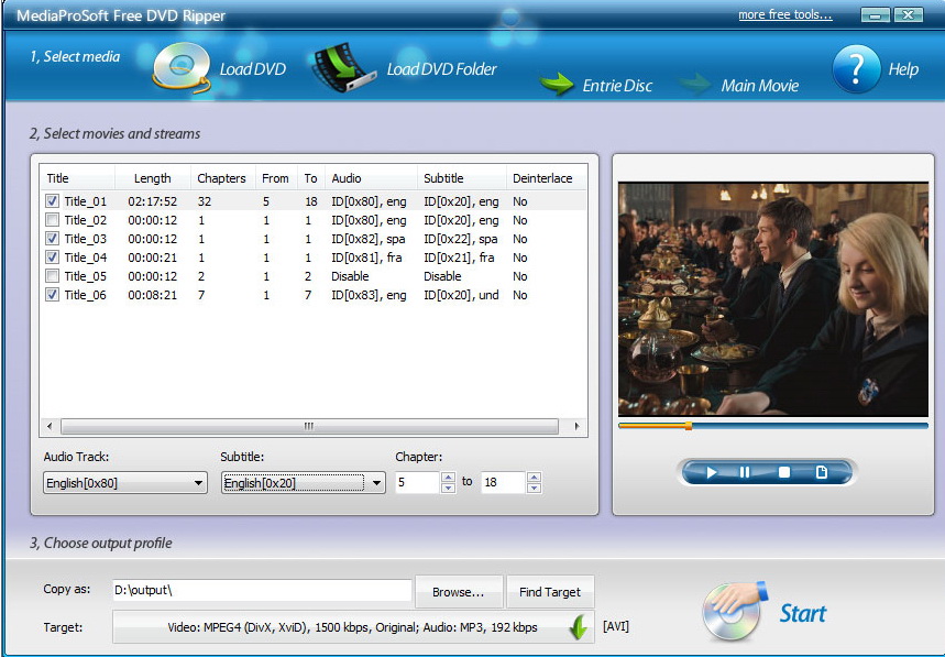 MediaProSoft Free DVD Ripper