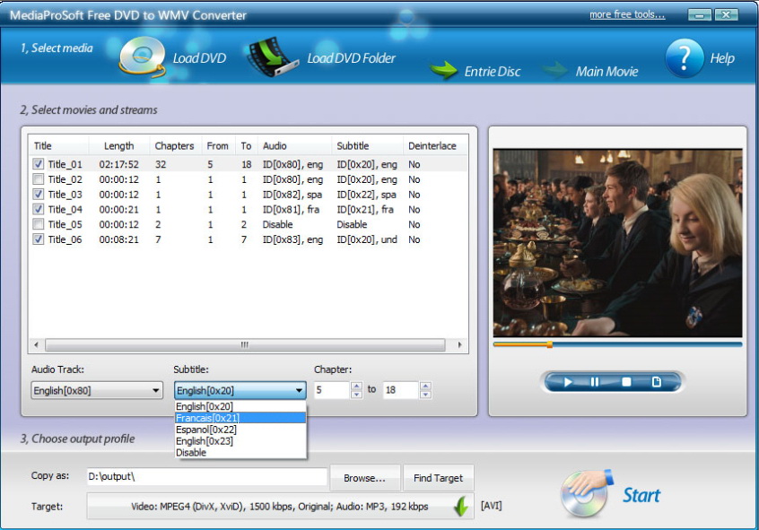 MediaProSoft Free DVD to WMV Converter