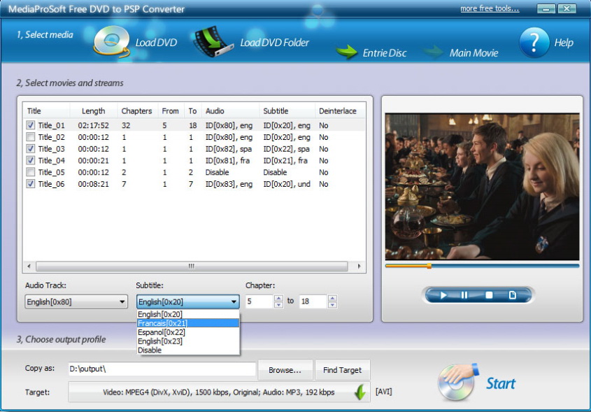 MediaProSoft Free DVD to PSP Converter