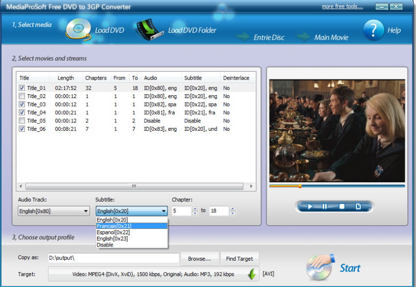 MediaProSoft Free DVD to 3GP Converter