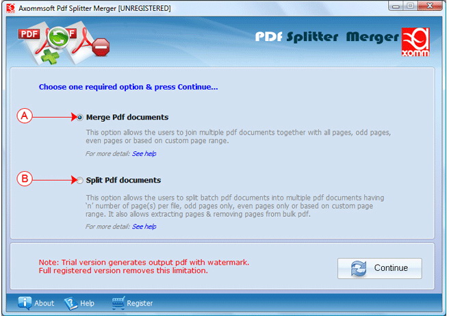 Axommsoft PDF Splitter Merger