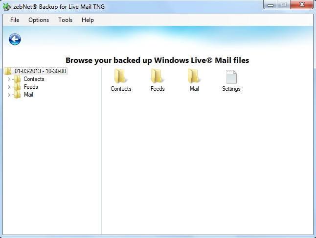 Backup for Live Mail