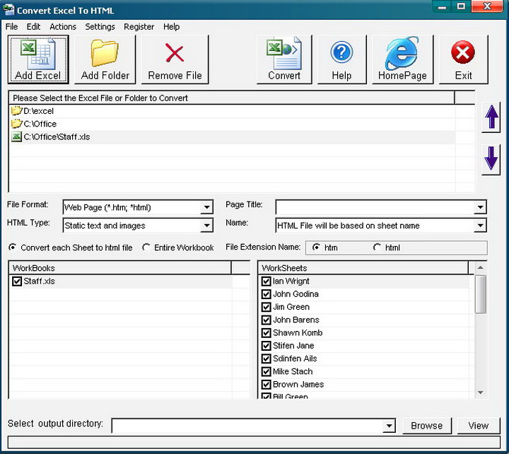 Convert Excel to HTML