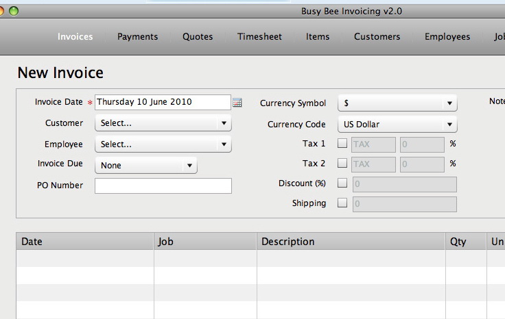 Busy Bee Invoicing For Mac