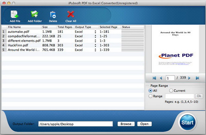 iPubsoft PDF to Excel Converter For Mac