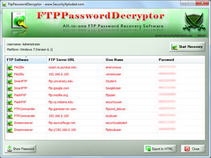 Ftp Password Decryptor