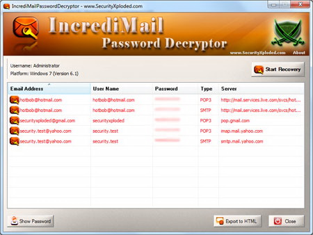 Incredi Mail Password Decryptor
