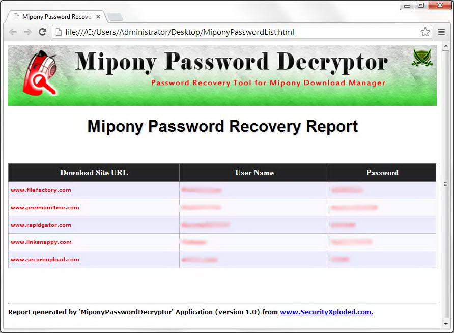 Mipony Password Decryptor