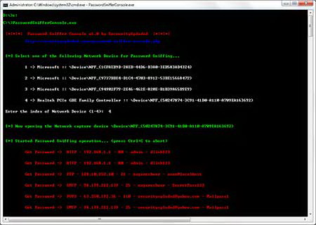 Password Sniffer Console