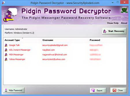 Pidgin Password Decryptor