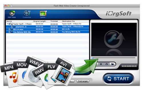 iOrgsoft Flash Web Video Creator for Mac OS X 10.6