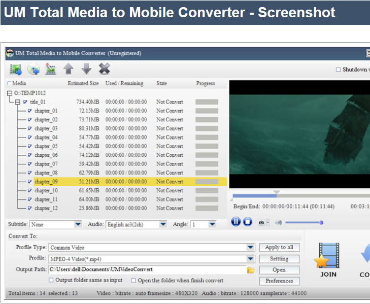 UM Total Media to Mobile Converter