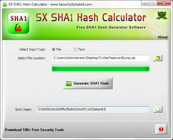 SX SHA1 Hash Calculator