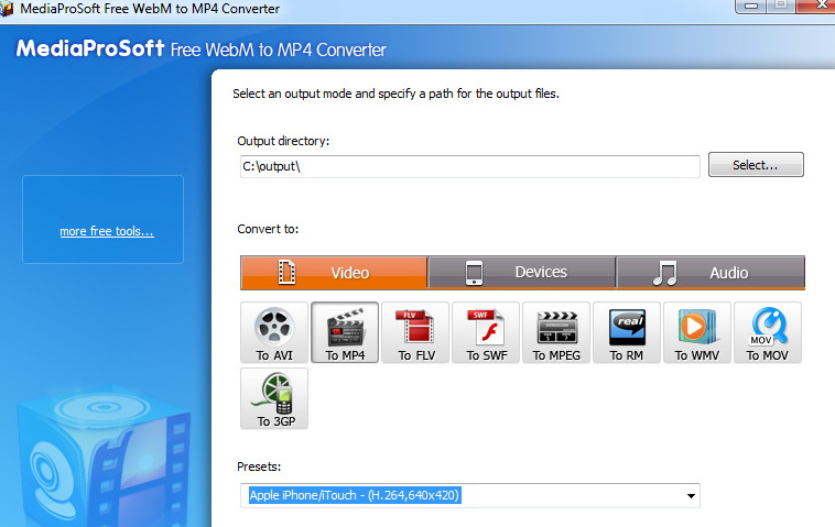 MediaProSoft Free WebM to MP4 Converter