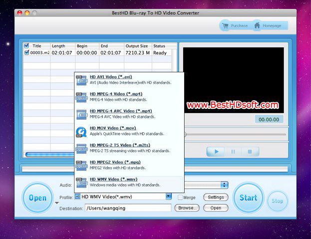 BestHD Blu-ray To HD Video Converter for Mac