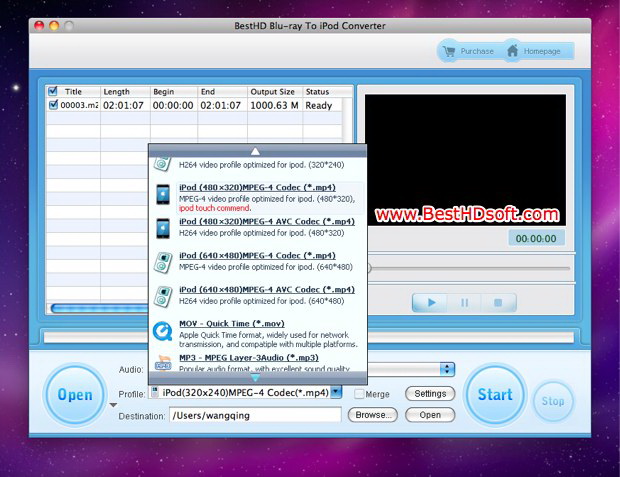 BestHD Blu-ray TO iPod Converter for Mac