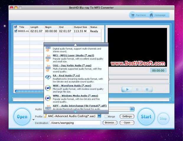 BestHD Blu-ray TO MP3 Converter for Mac