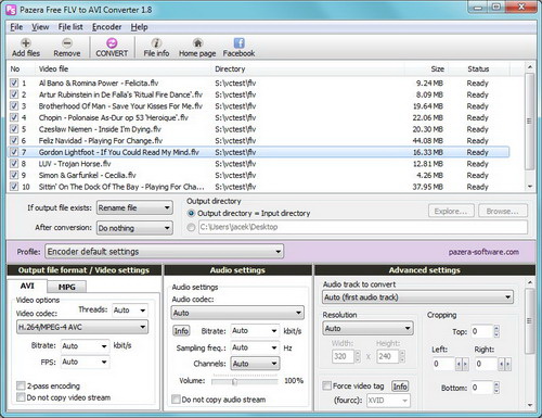 Pazera Free FLV to AVI Converter