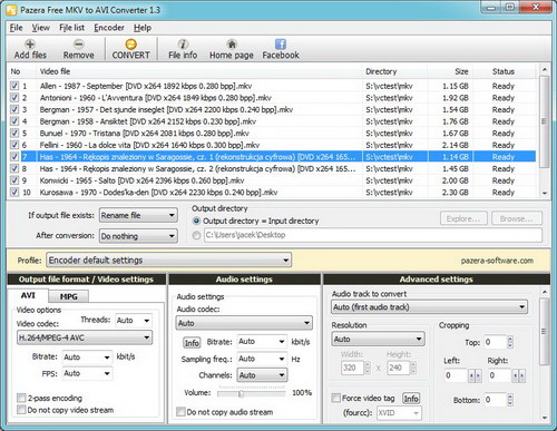 Pazera Free MKV to AVI Converter Portable