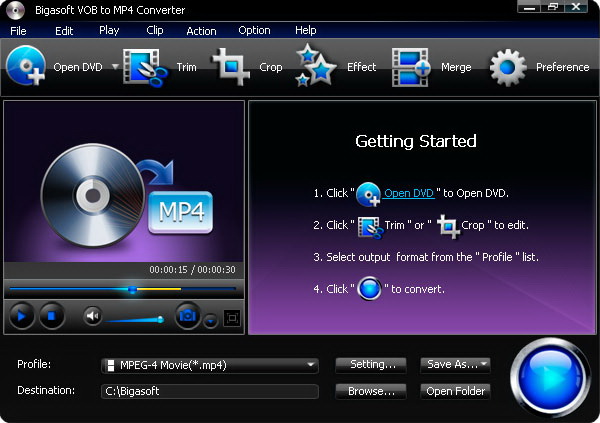 Bigasoft VOB to MP4 Converter