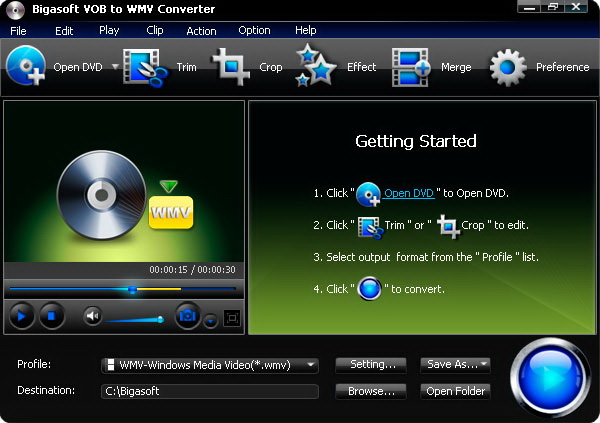 Bigasoft VOB to WMV Converter