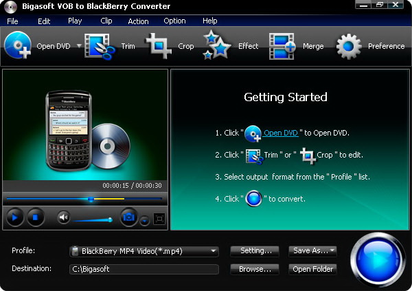 Bigasoft VOB to BlackBerry Converter