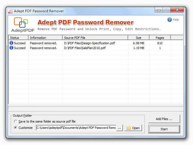 Adept PDF Password Remover