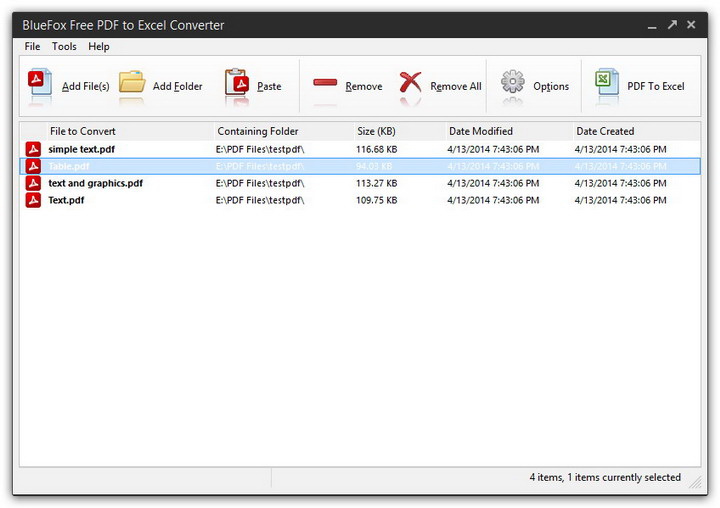 BlueFox Free PDF to Excel Converter