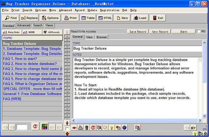 Bug Tracker Organizer Deluxe