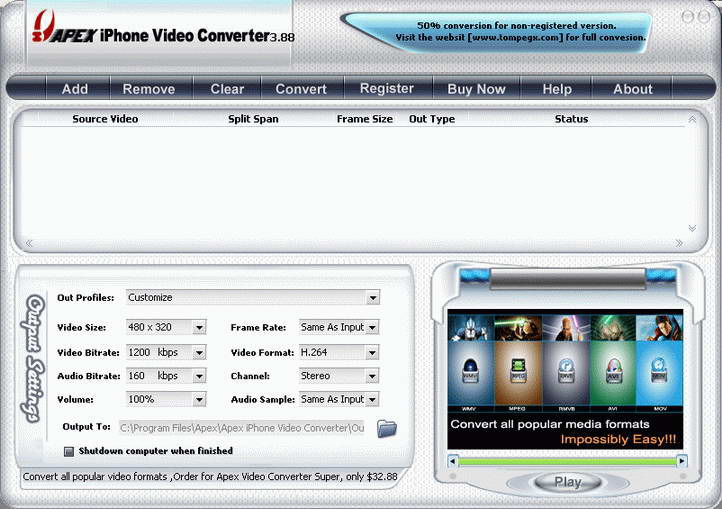 Apex iPhone Video Converter