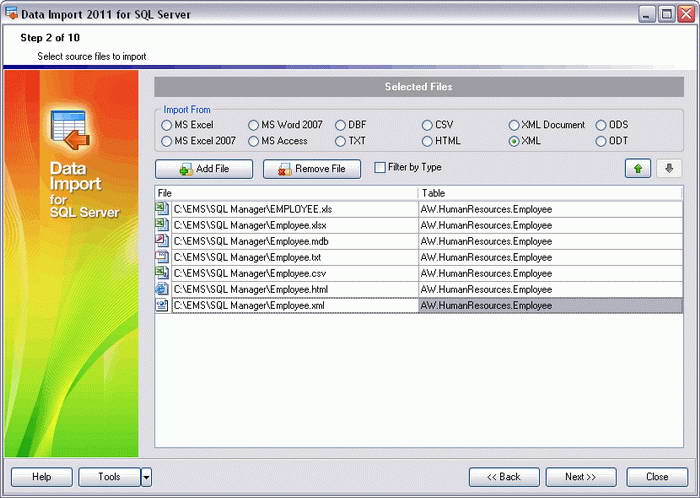 EMS Data Import  for SQL Server