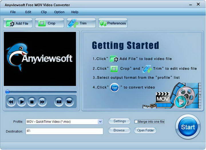 Anyviewsoft Free MOV Video Converter