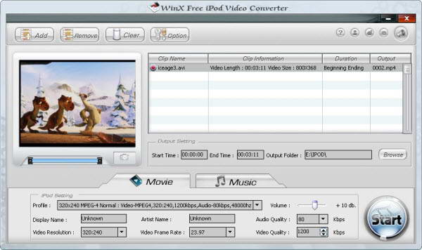 WinX Free iPod Video Converter