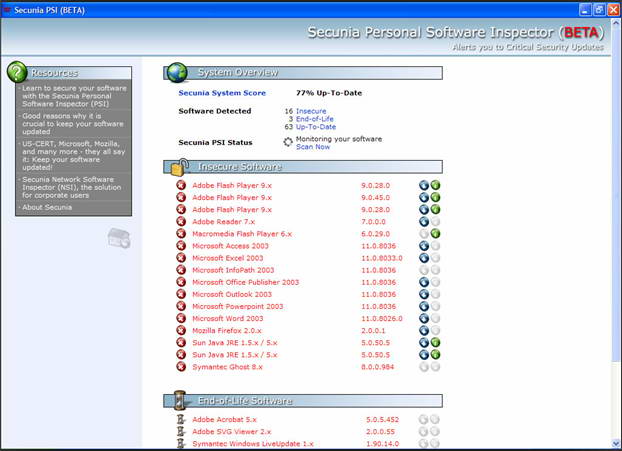 Secunia Personal Software Inspector