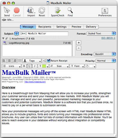 MaxBulk Mailer For Mac