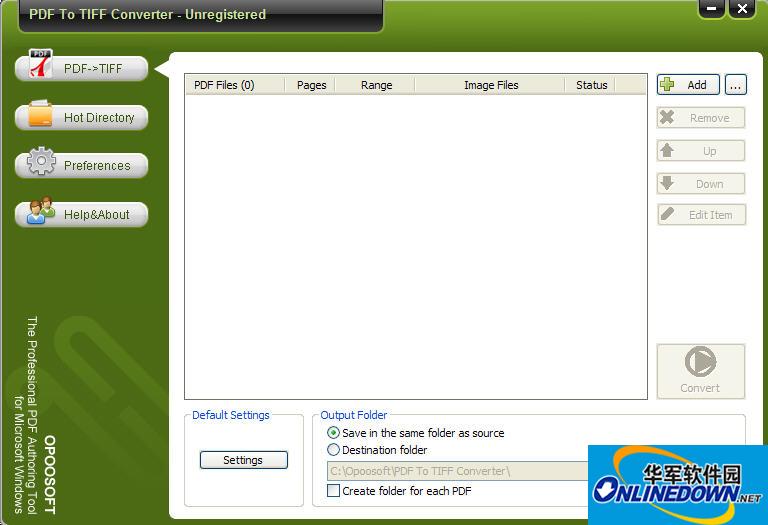 PDF文件转换TIFF图像格式工具(OpooSoft PDF TIFF Converter)