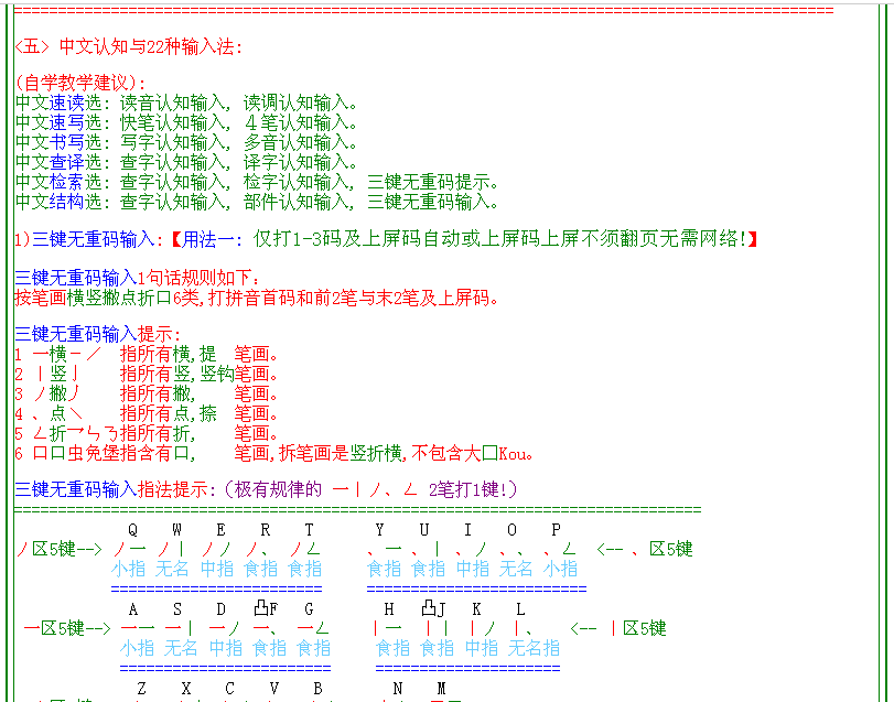 中文认知与22种输入法