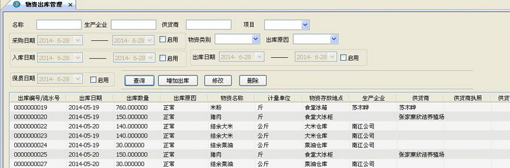 中仙食堂物资出入库管理系统