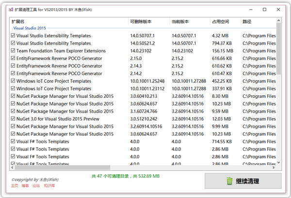 visualstudio扩展清理工具