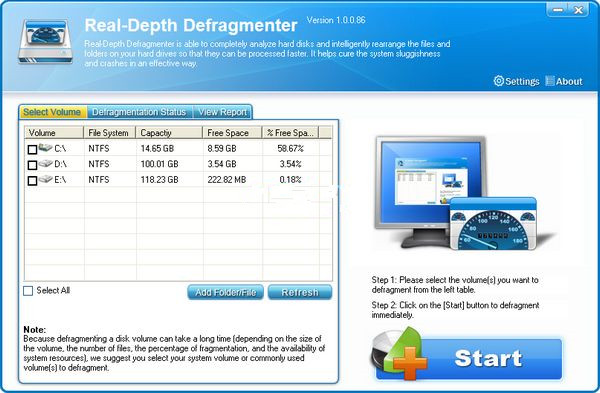 Real-depthDefragmenter