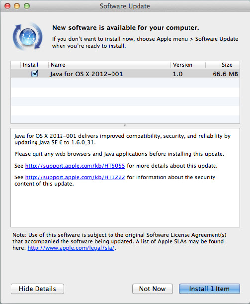 苹果JAVA运行环境 Java SE 6 for Mac OS X 10.6 Update 7