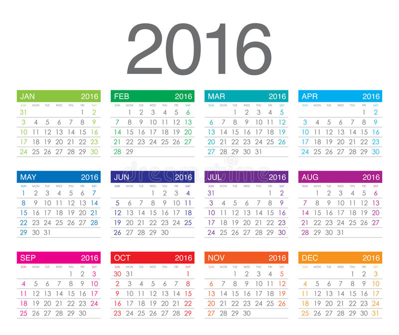 2016年日历表格A4