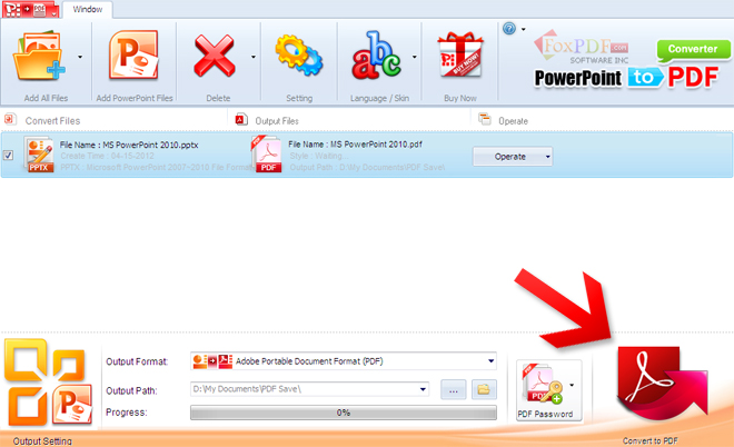 FoxPDF PPTX to PDF Converter