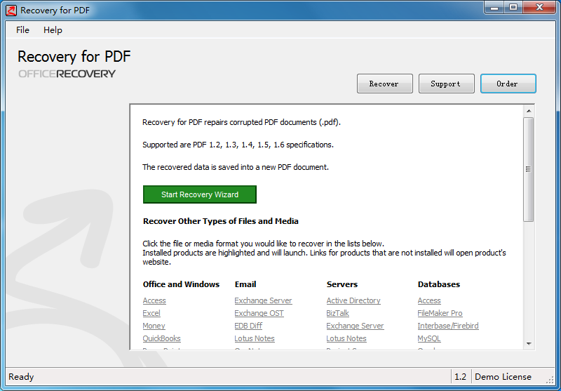 Recovery for PDF