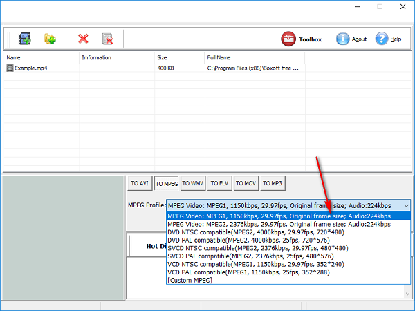 Boxoft Free MP4 to MPG Converter