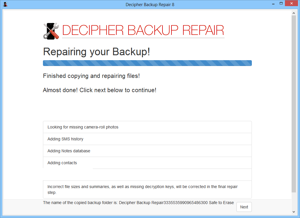 Decipher Backup Repair