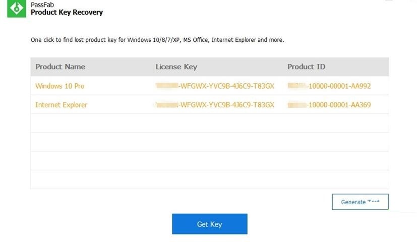 PassFab Product Key Recovery