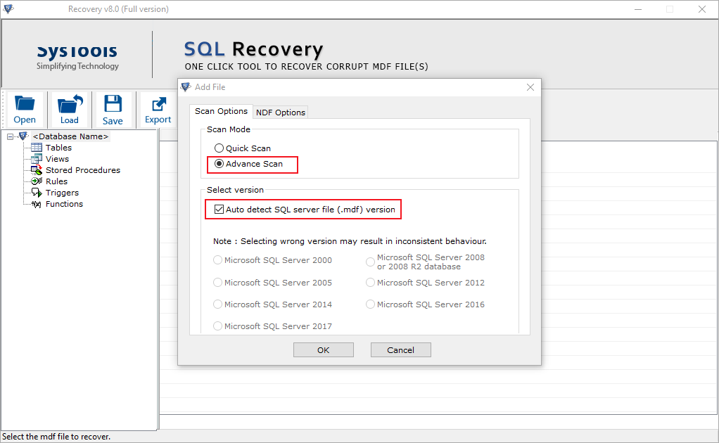 SysTools SQL Recovery