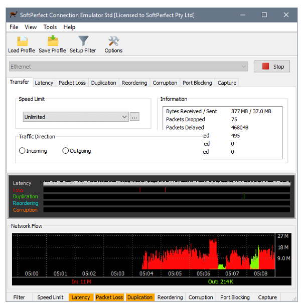 SoftPerfect Connection Emulator