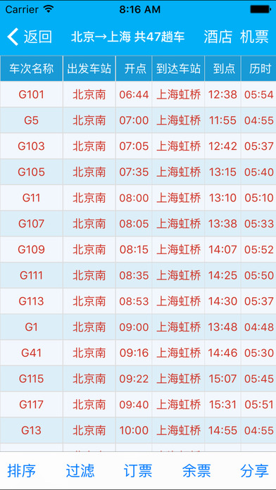 路路通时刻表iOS版